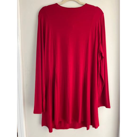 J. Jill Wearever Collection Pleated Red Tunic Top Pullover XL Tall Stretch NEW - Picture 2 of 7